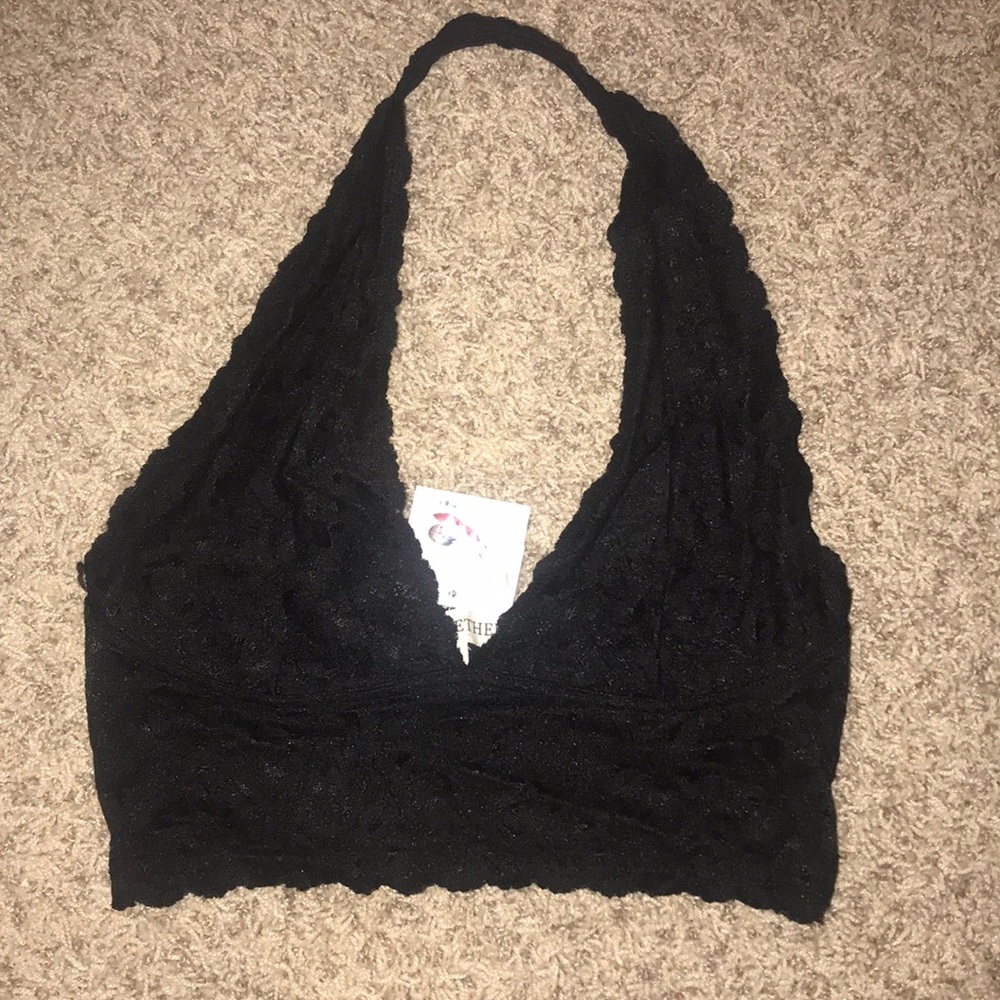 Black lace halter bralette